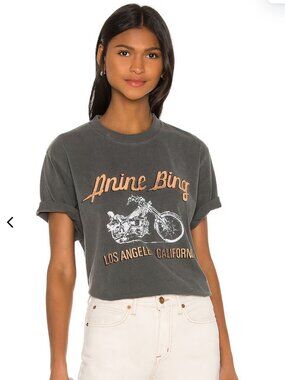 ANINE BING Lili Gun Powder Motorcycle Tee